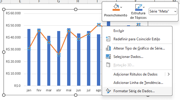 Como Criar Gráficos Impactantes no Excel 12 Formatar Série de Dados