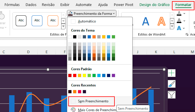 Como Criar Gráficos Impactantes no Excel 21 Remover preenchimento do gráfico