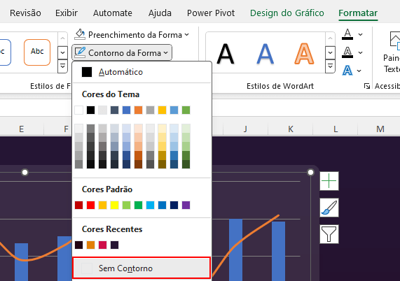 Como Criar Gráficos Impactantes no Excel 24 Contorno da Forma para Sem Contorno