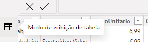 Modo de exibição de tabela