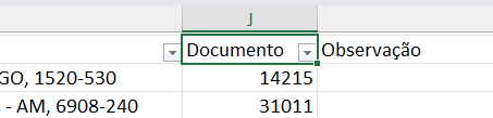 alterar o nome da coluna Doc para Documento