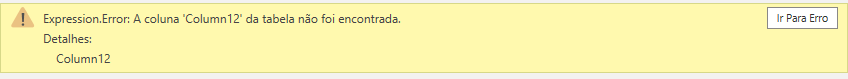 Erro após Excluir uma Coluna na Base de Dados