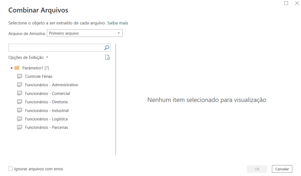 Janela para combinar arquivos