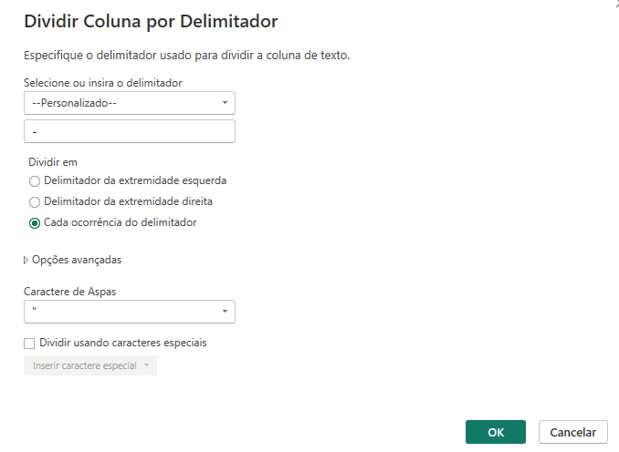 Dividir Coluna no Power Query por Delimitador