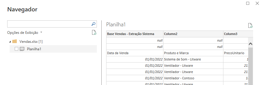 pré-visualização dos dados