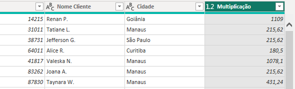 Multiplicação no Power Query