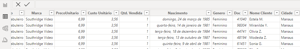 Modo de Exibição de Tabela