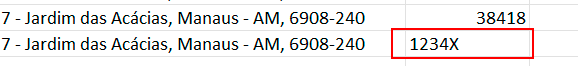 informação do campo Documento com uma sequência de números com a letra X