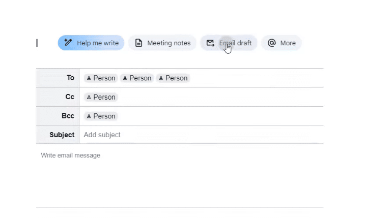 Gemini no Google Docs - Email draft