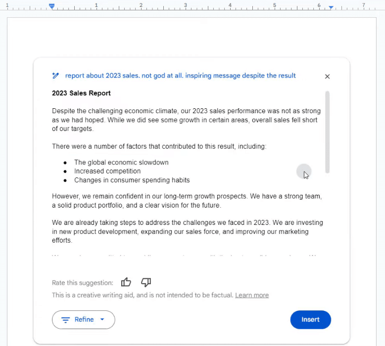 Gemini Advanced no Google Docs