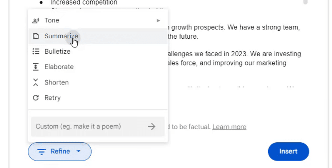 Gemini Advanced no Google Docs