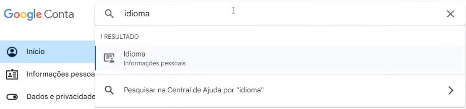 Alterando o Idioma da Conta Google