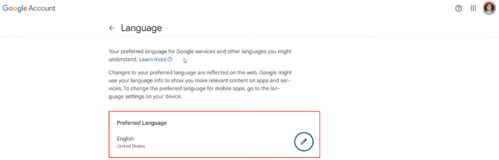 Alterando o Idioma da Conta Google