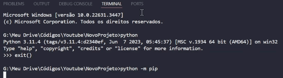 Comando python -m pip