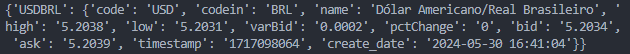 dicionário JSON