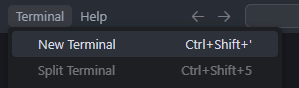 novo terminal no Vs Code