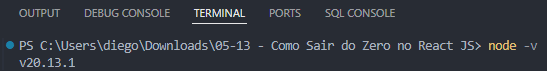 comando node -v
