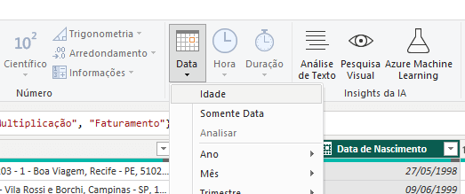 Cálculo de Idade no Power Query