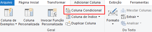 Coluna Condicional no Power Query