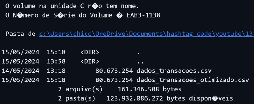 arquivo salvo na pasta dados