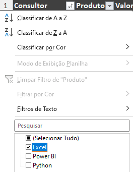 Macro para Filtrar a Tabela