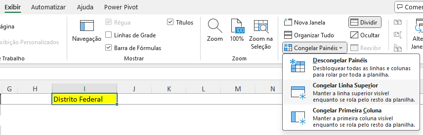 Macro para Congelar Painéis