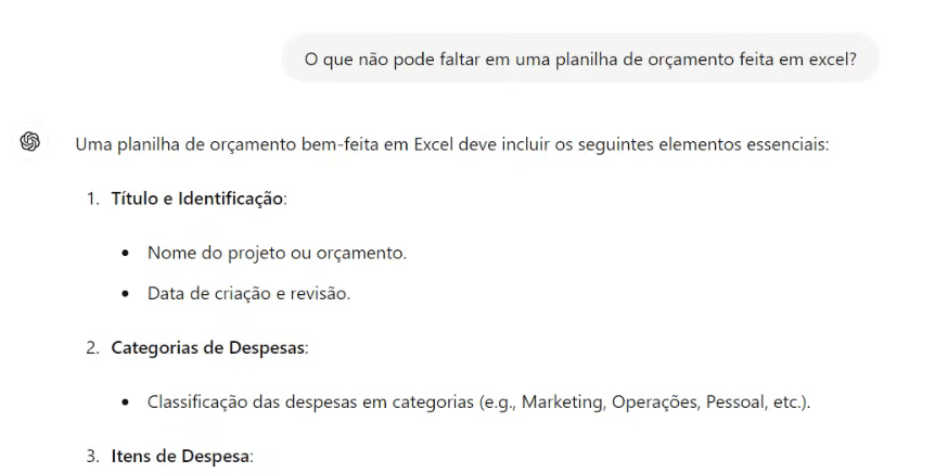 Como Criar Planilha de Orçamento no ChatGPT