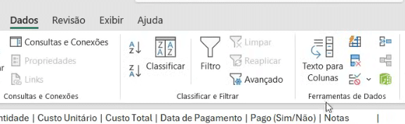 Texto para coluna