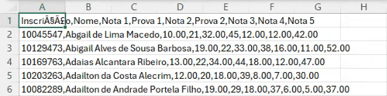 Abrindo o novo arquivo gerado no Excel