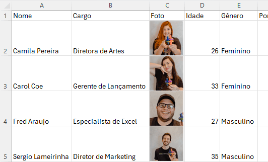 Colar Imagem em Célula