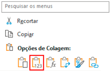 Colar como valor