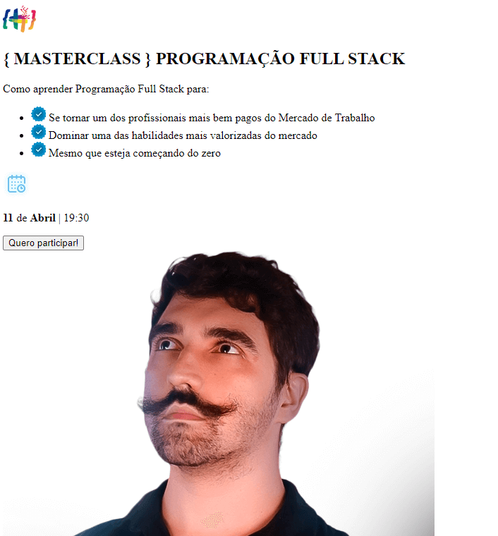estrutura HTML da seção Hero