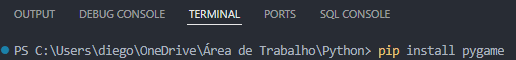 Instalação da Biblioteca PyGame