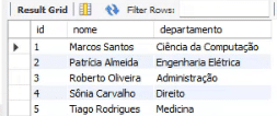 Tabela professores