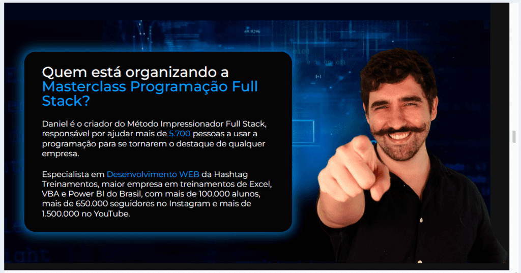 imagem do professor Daniel transbordando do contêiner
