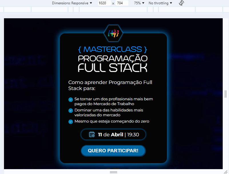 Media Query para Telas de Até 1020px de Largura