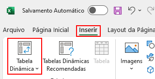 inserir tabela dinâmica
