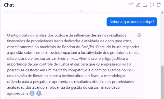 ChatPDF respondendo perguntas sobre o PDF