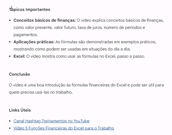 Conclusões do vídeo
