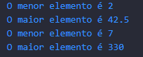 Resolução do exercício de menor e maior valor da lista