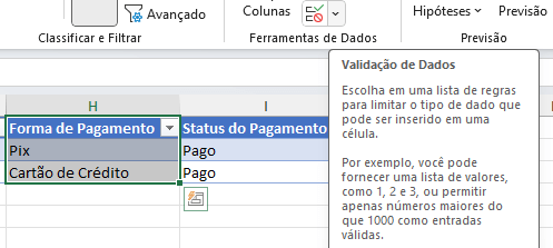 Validação de Dados
