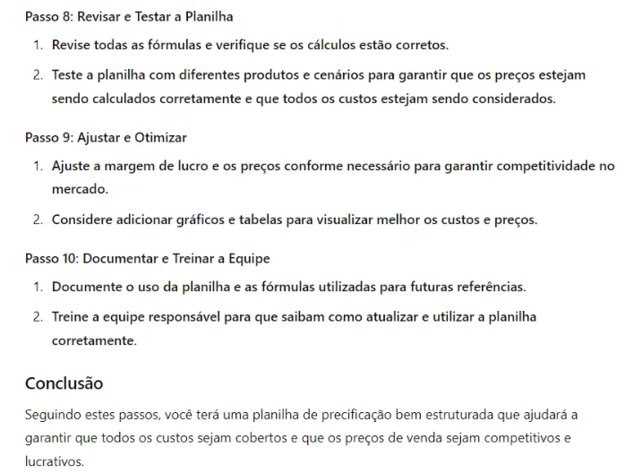 Passos 8, 9 e 10: Revisar, Testar, Ajustar e Documentar