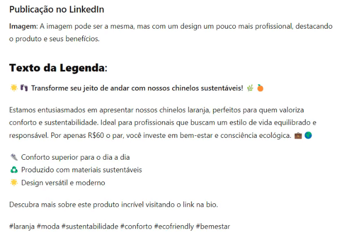 Modelo de post LinkedIn
