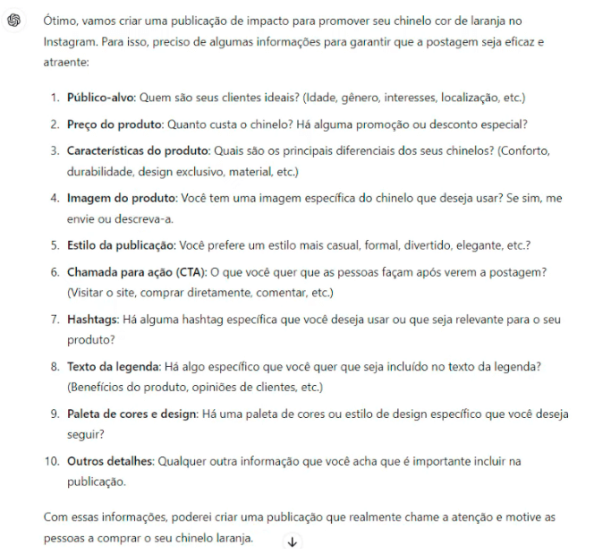 Planejamento da Postagem sugerido pelo ChatGPT