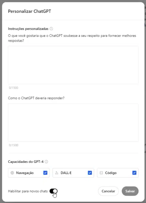 Personalizando o comportamento do ChatGPT