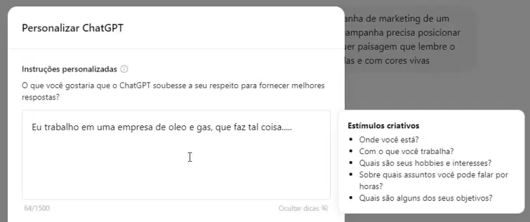 Instruções Personalizadas