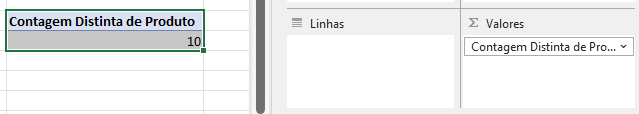 contagem distinta dos produtos