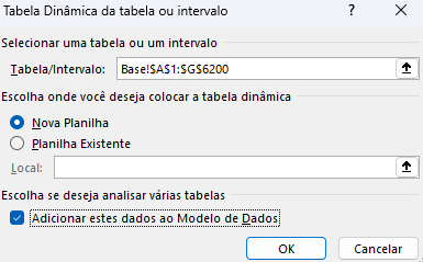 opção Adicionar ao Modelo de Dados
