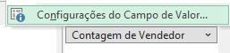 Configurações do Campo de Valor