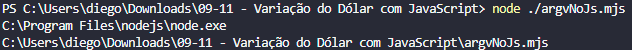Executando o arquivo argv